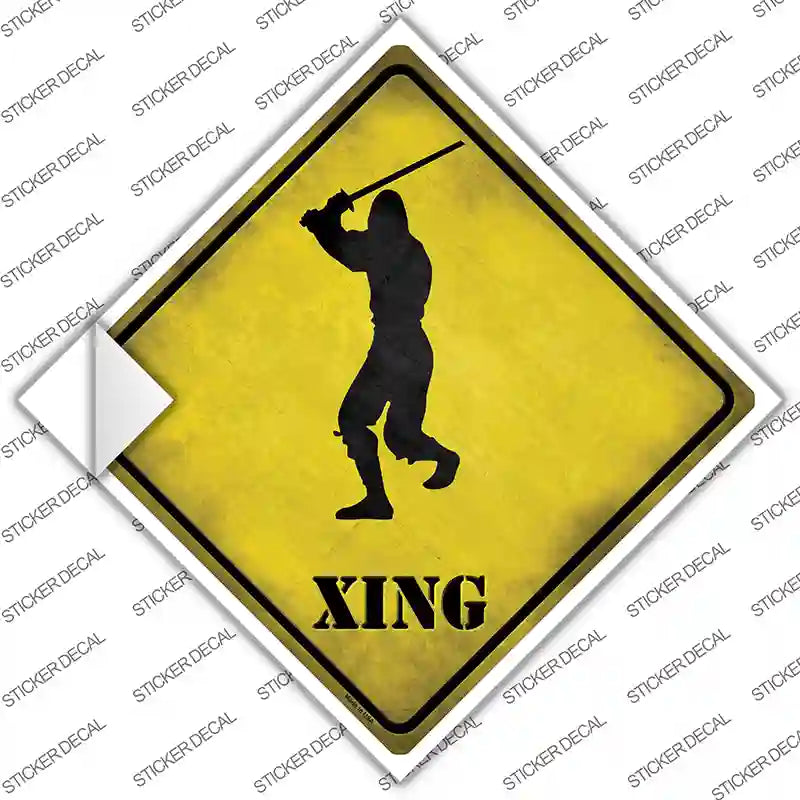 Ninja Sword Xing Novelty Diamond Sticker Decal