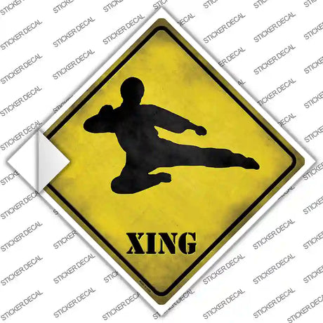 Kung Fu Martial Artist Kicking Xing Novelty Diamond Sticker Decal