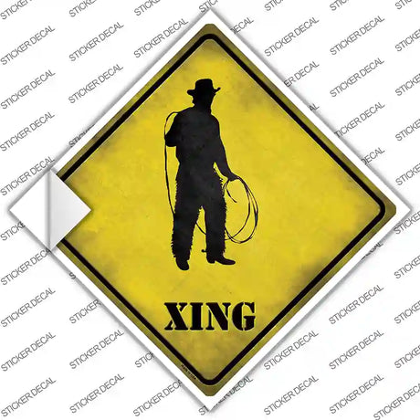 Cowboy With Lasso Xing Novelty Diamond Sticker Decal