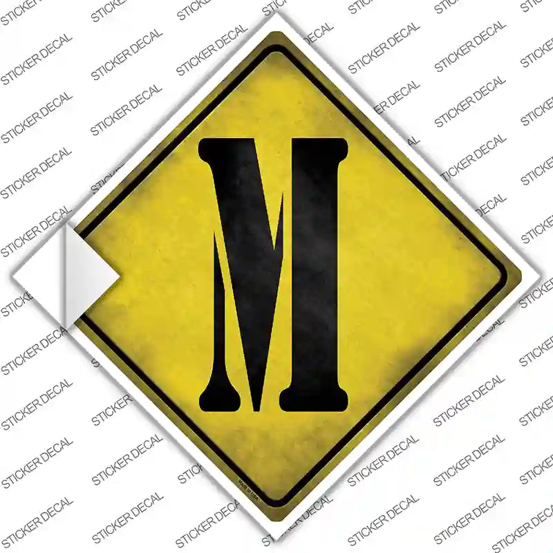 Letter M Xing Novelty Diamond Sticker Decal