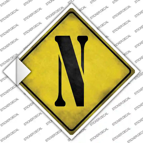 Letter N Xing Novelty Diamond Sticker Decal