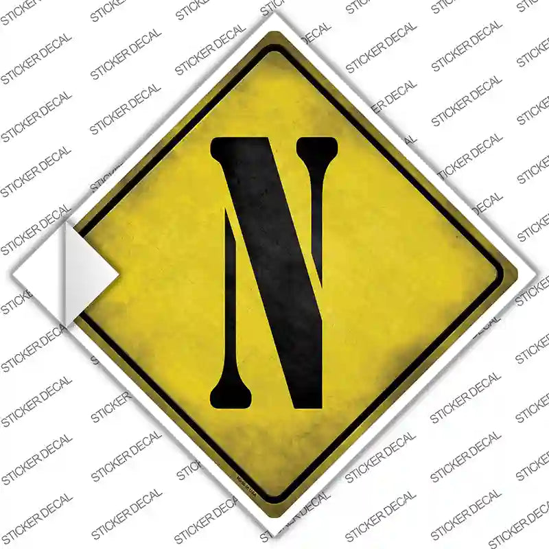 Letter N Xing Novelty Diamond Sticker Decal