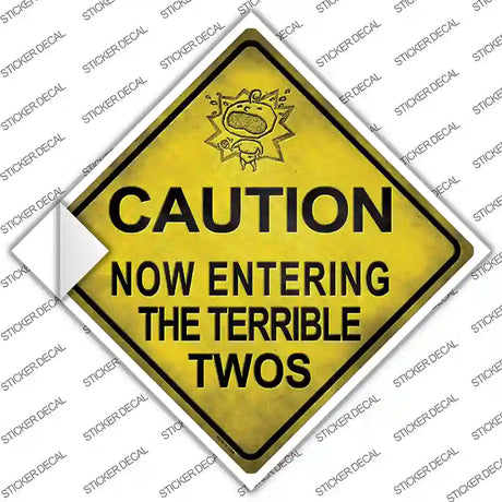 Entering Terrible Twos Xing Novelty Diamond Sticker Decal