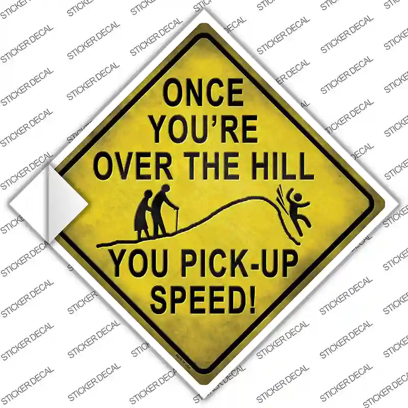 Over The Hill Xing Novelty Diamond Sticker Decal