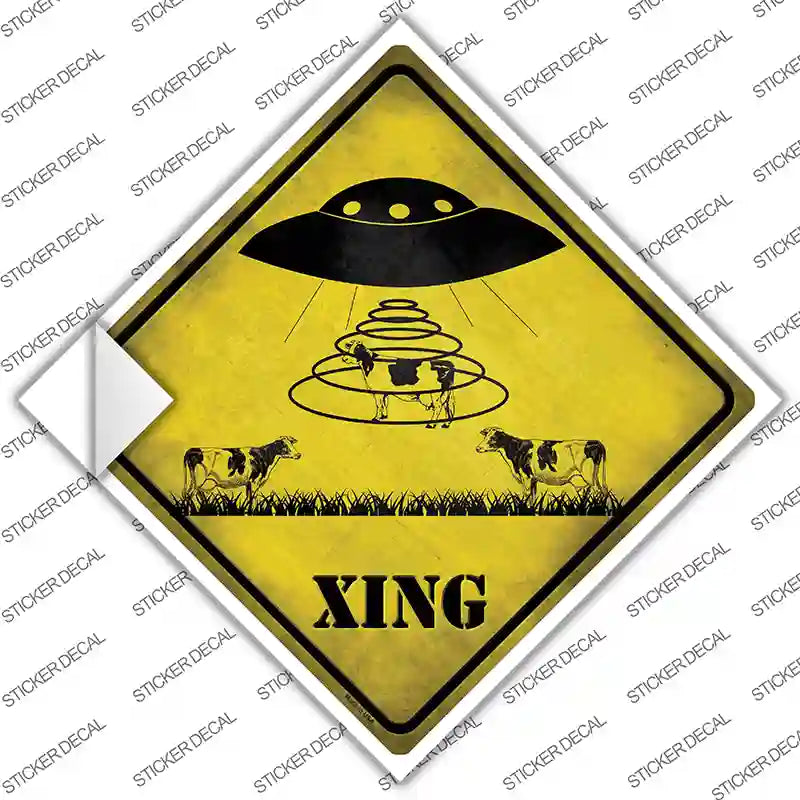 Alien Abduction Xing Novelty Diamond Sticker Decal