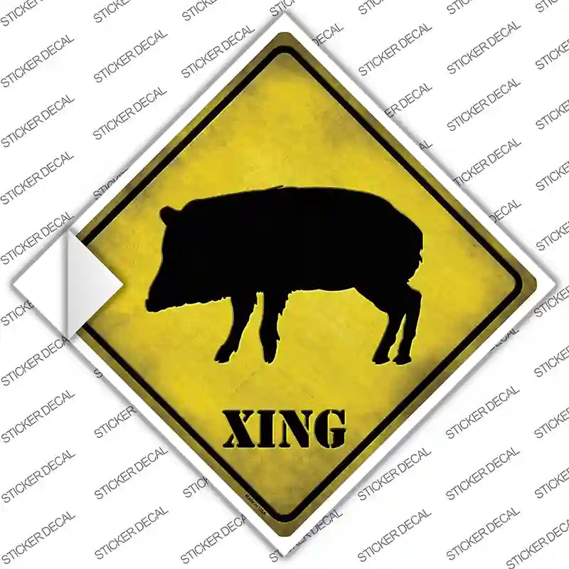 Javelina Xing Novelty Diamond Sticker Decal