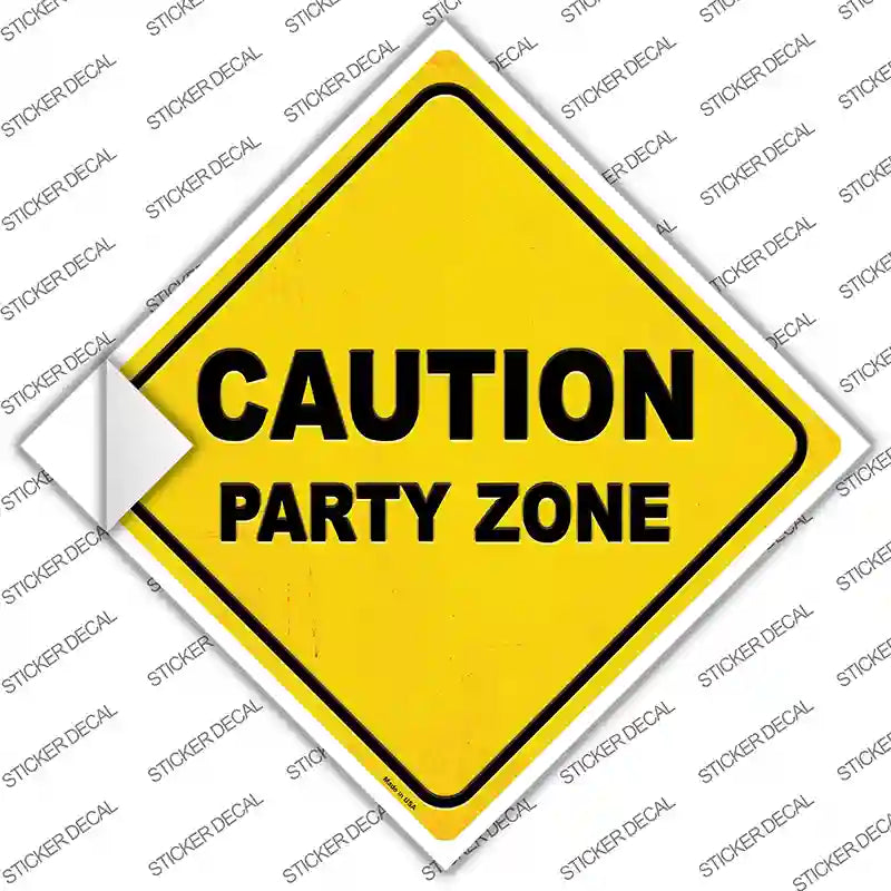 Caution Party Zone Novelty Diamond Sticker Decal