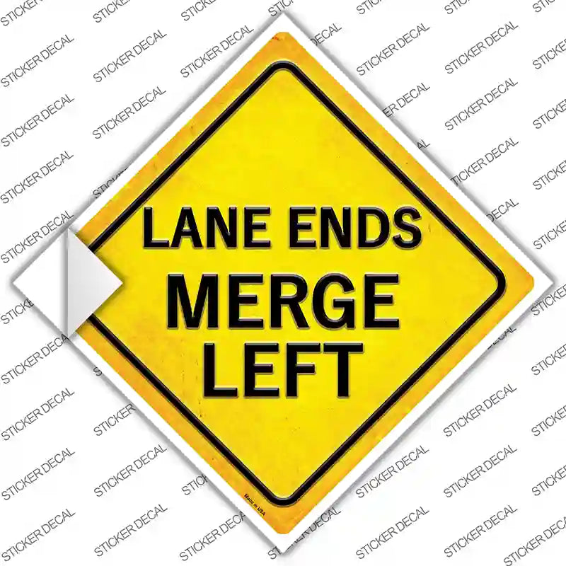 Lane Ends Merge Left Novelty Diamond Sticker Decal