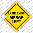Lane Ends Merge Left Novelty Diamond Sticker Decal
