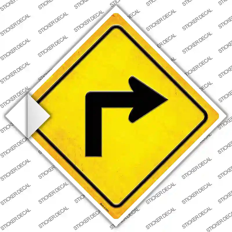 Right Turn Novelty Diamond Sticker Decal