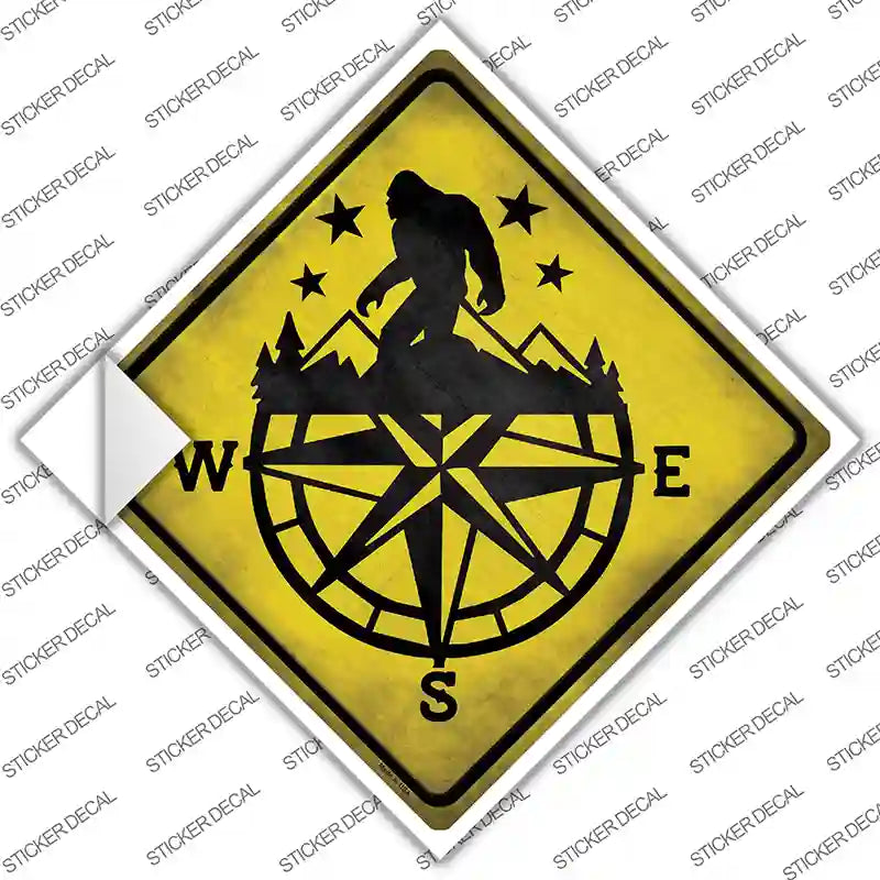 Bigfoot Compass Novelty Diamond Sticker Decal