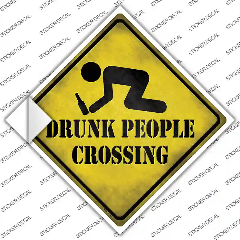 Drunk People Crossing Novelty Diamond Sticker Decal