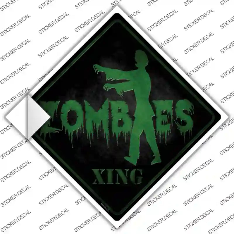 Zombie Crossing Novelty Diamond Sticker Decal