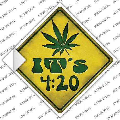 Its 420 Pot Leaf Novelty Diamond Sticker Decal