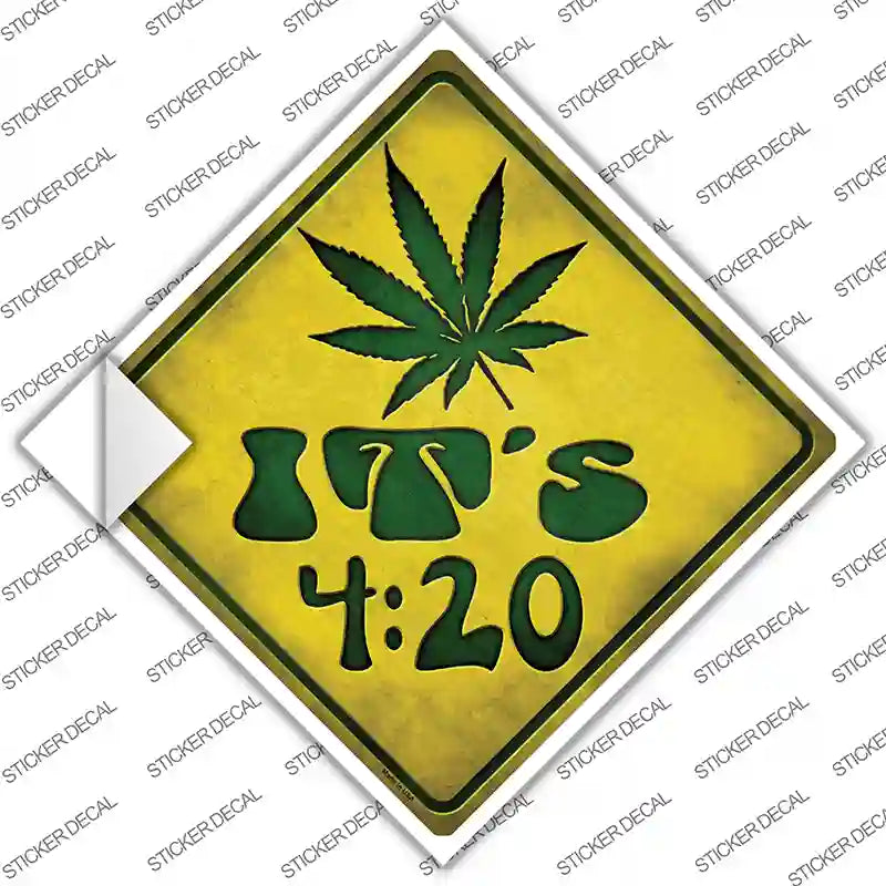 Its 420 Pot Leaf Novelty Diamond Sticker Decal