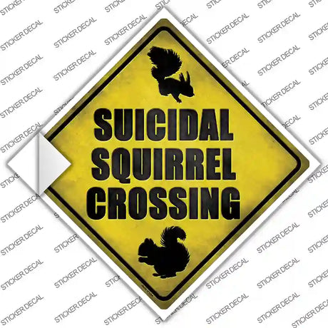 Suicidal Squirrel Xing Novelty Diamond Sticker Decal