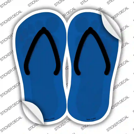 Blue Solid Novelty Flip Flops Sticker Decal Small