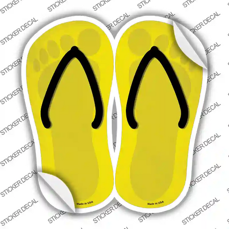 Yellow Solid Novelty Flip Flops Sticker Decal Small