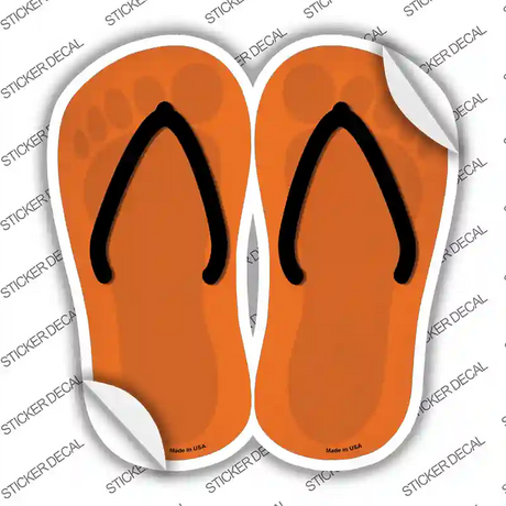 Orange Solid Novelty Flip Flops Sticker Decal Small