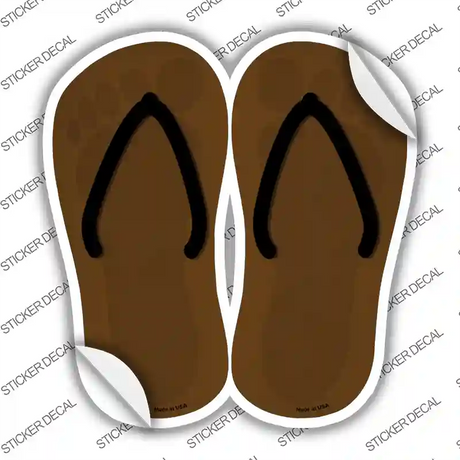 Brown Solid Novelty Flip Flops Sticker Decal Small