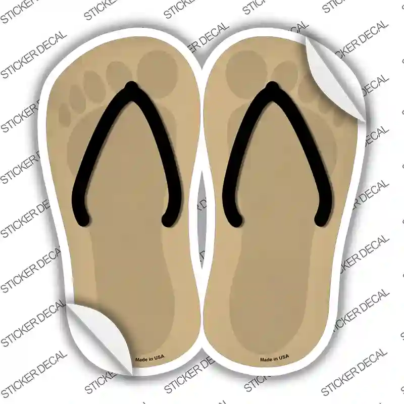 Gold Solid Novelty Flip Flops Sticker Decal Small