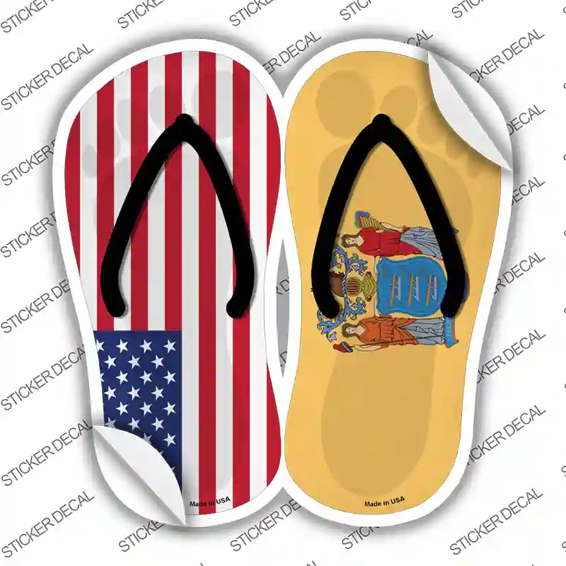 USA|New Jersey Flag Novelty Flip Flops Sticker Decal Small
