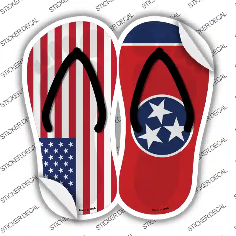 USA|Tennessee Flag Novelty Flip Flops Sticker Decal Small