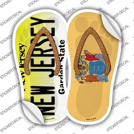 New Jersey|NJ Flag Novelty Flip Flops Sticker Decal Small