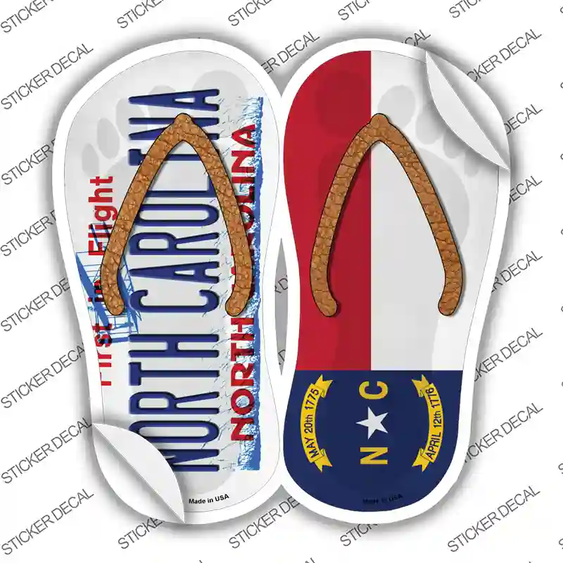 North Carolina|NC Flag Novelty Flip Flops Sticker Decal Small