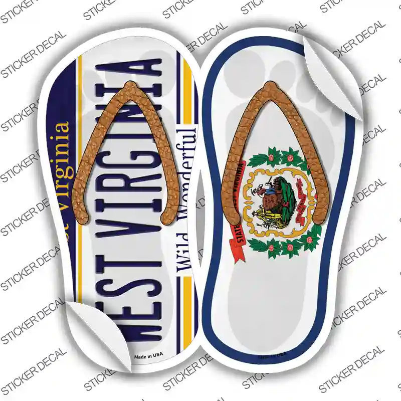 West Virginia|WV Flag Novelty Flip Flops Sticker Decal Small
