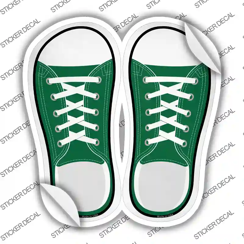 Green Solid Novelty Shoe Outlines Sticker Decal Small
