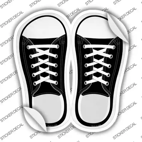 Black Solid Novelty Shoe Outlines Sticker Decal Small