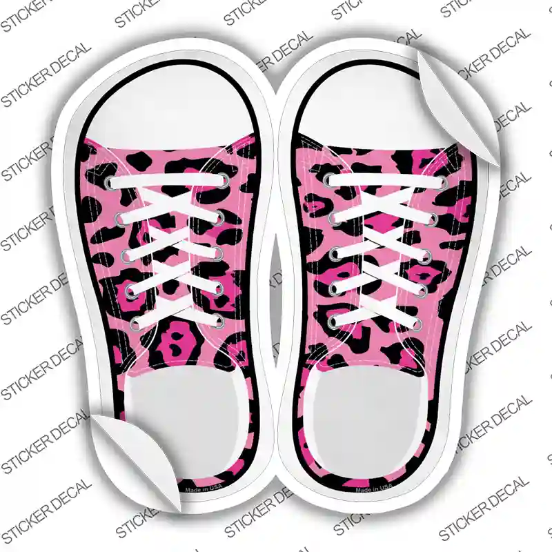 Pink Cheetah Print Novelty Shoe Outlines Sticker Decal Small