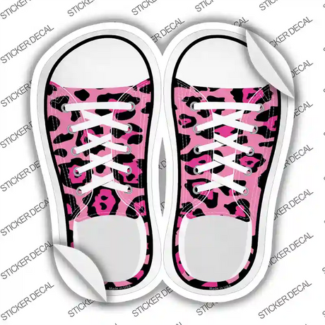Pink Cheetah Print Novelty Shoe Outlines Sticker Decal Small