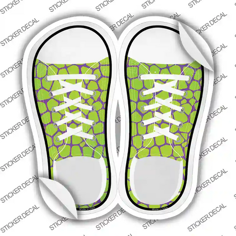 Green|Purple Alligator Print Novelty Shoe Outlines Sticker Decal Small