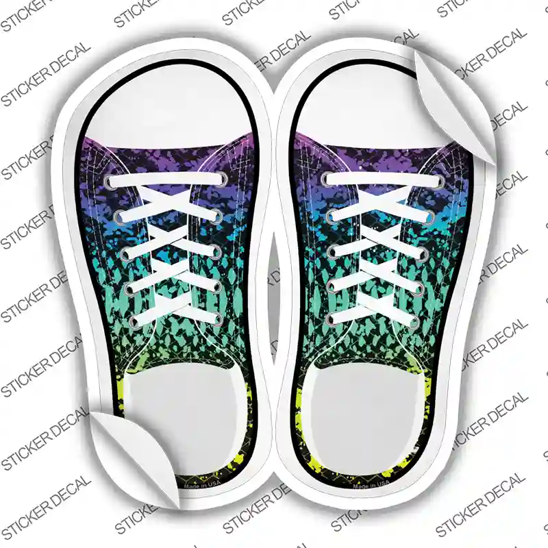 Rainbow Paint Splatter Novelty Shoe Outlines Sticker Decal Small