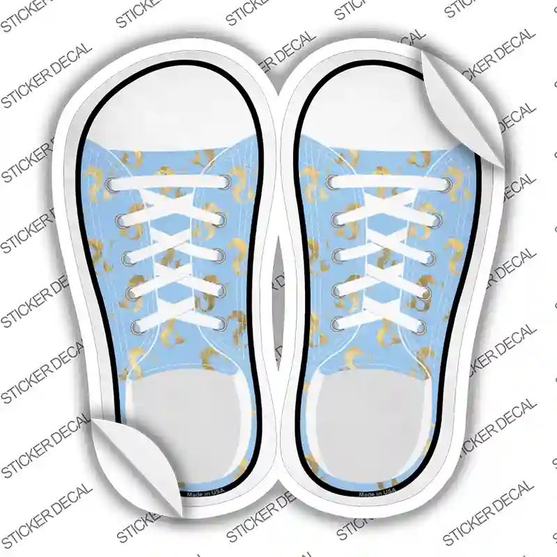 Seahorses Baby Blue Novelty Shoe Outlines Sticker Decal Small