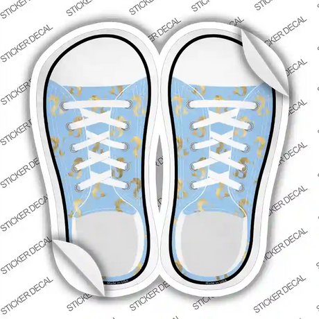Seahorses Baby Blue Novelty Shoe Outlines Sticker Decal Small