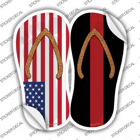 USA|Thin Red Line Novelty Flip Flops Sticker Decal Small