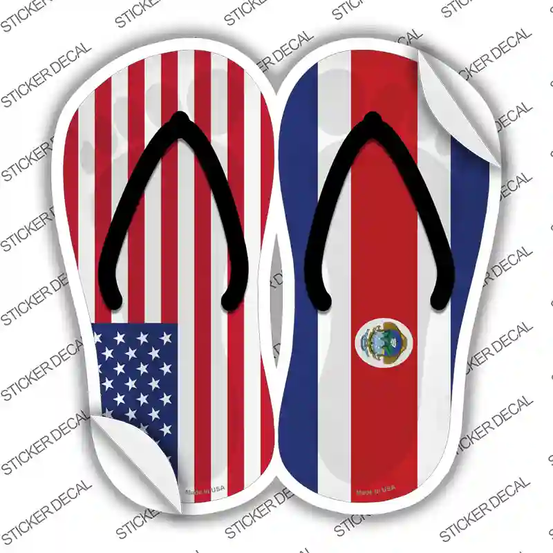 USA|Costa Rica Flag Novelty Flip Flops Sticker Decal Small