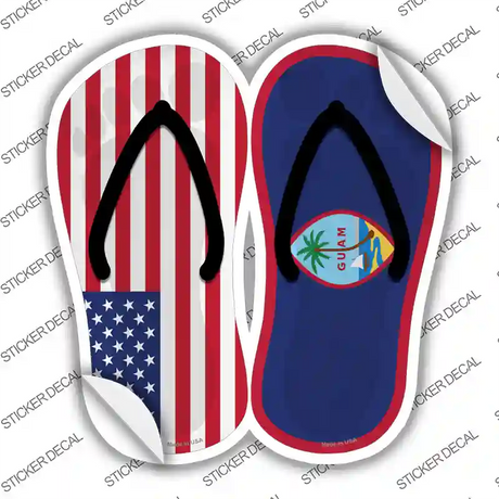 USA|Guam Flag Novelty Flip Flops Sticker Decal Small