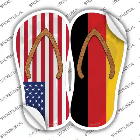 USA|Germany Flag Novelty Flip Flops Sticker Decal Small