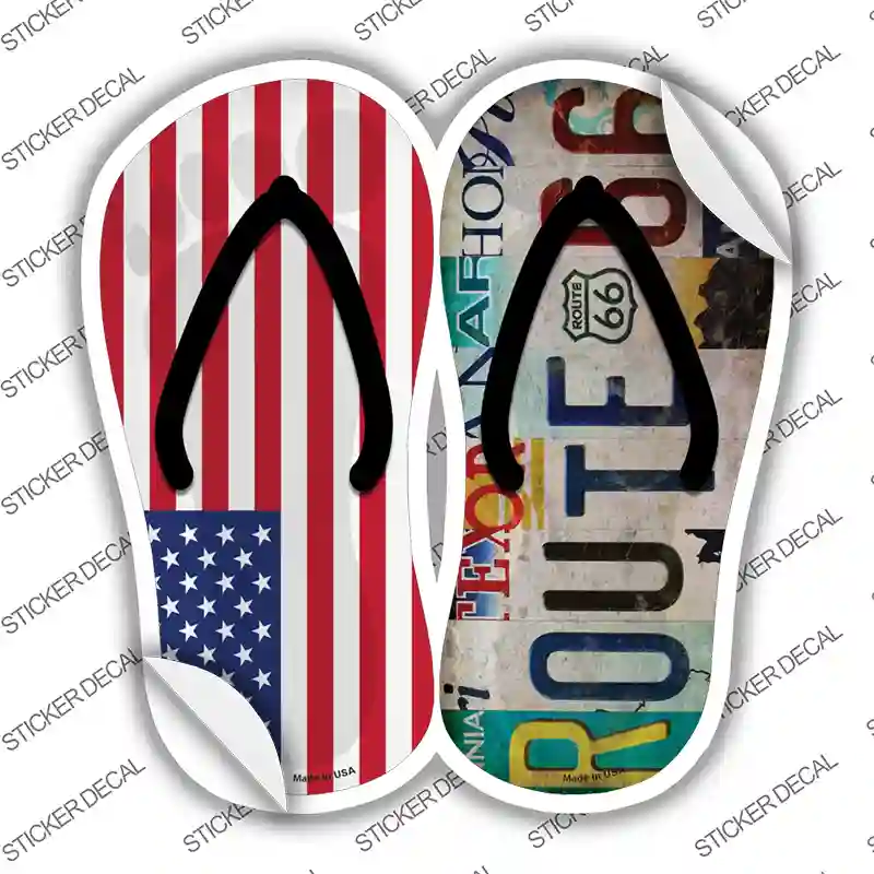USA|Route 66 Strip Art Novelty Flip Flops Sticker Decal Small