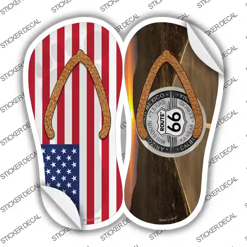 USA|Route 66 Sunset Novelty Flip Flops Sticker Decal Small