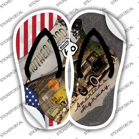 USA|Mother Road Shield Novelty Flip Flops Sticker Decal Small