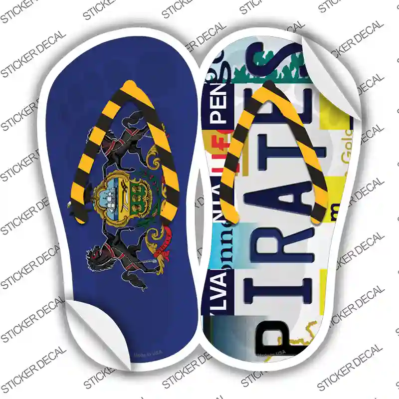 PA Flag|Pirates Strip Art Novelty Flip Flops Sticker Decal Small