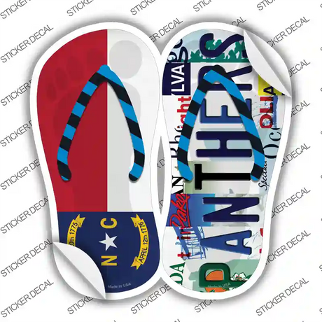 NC Flag|Panthers Strip Art Novelty Flip Flops Sticker Decal Small