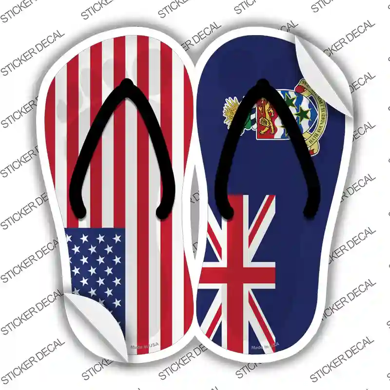 USA|Cayman Islands Flag Novelty Flip Flops Sticker Decal Small