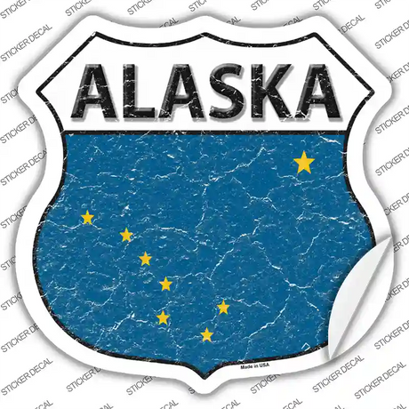 Alaska Flag Novelty Highway Shield Sticker Decal