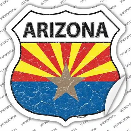 Arizona Flag Novelty Highway Shield Sticker Decal